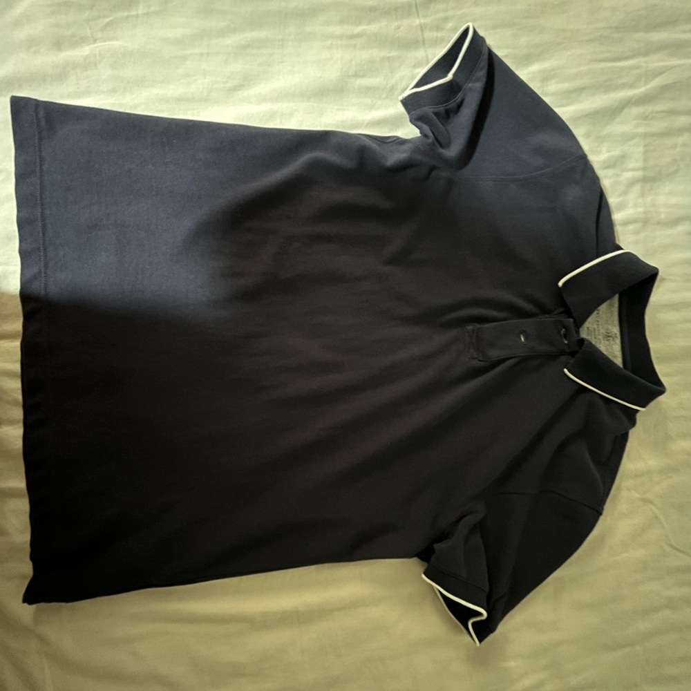 Brunello Cucinelli Navy Polo with Gray Accents
